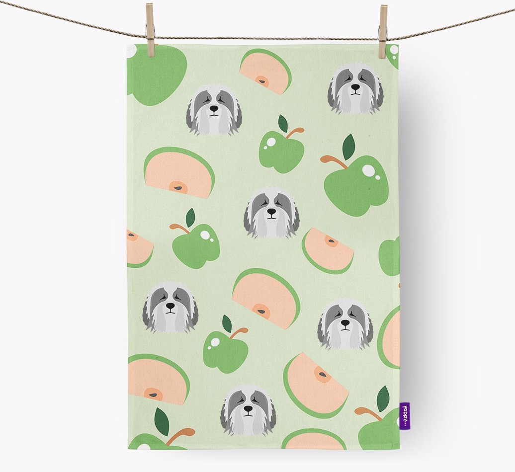 'Fruit Pattern' - Personalised {breedFullName} Tea Towel