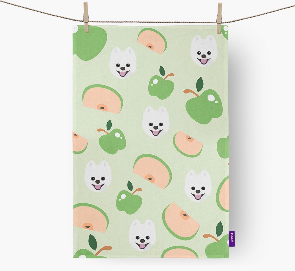 'Fruit Pattern' - Personalised {breedFullName} Tea Towel