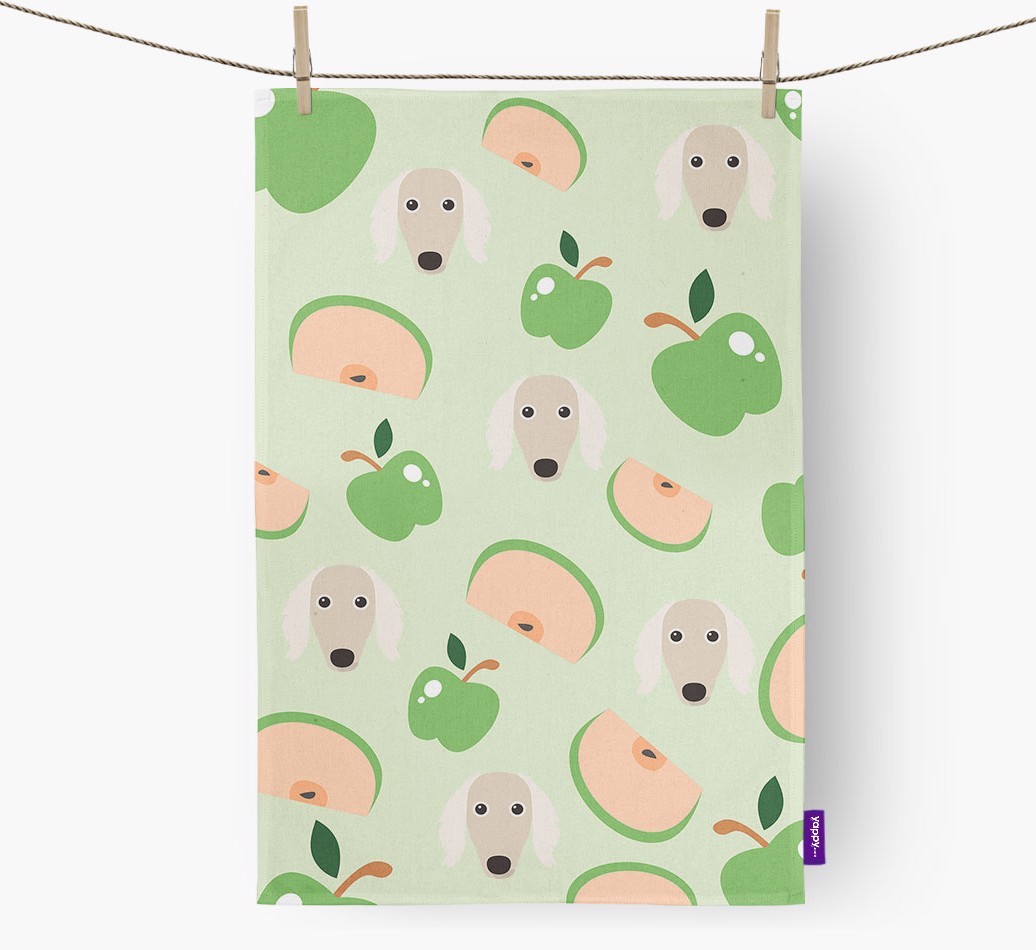 'Fruit Pattern' - Personalized {breedFullName} Tea Towel