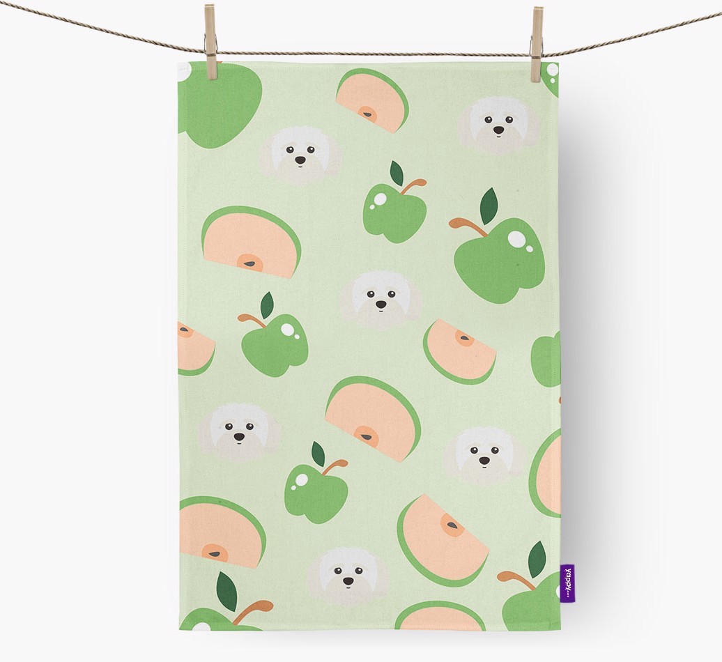 'Fruit Pattern' - Personalised {breedFullName} Tea Towel