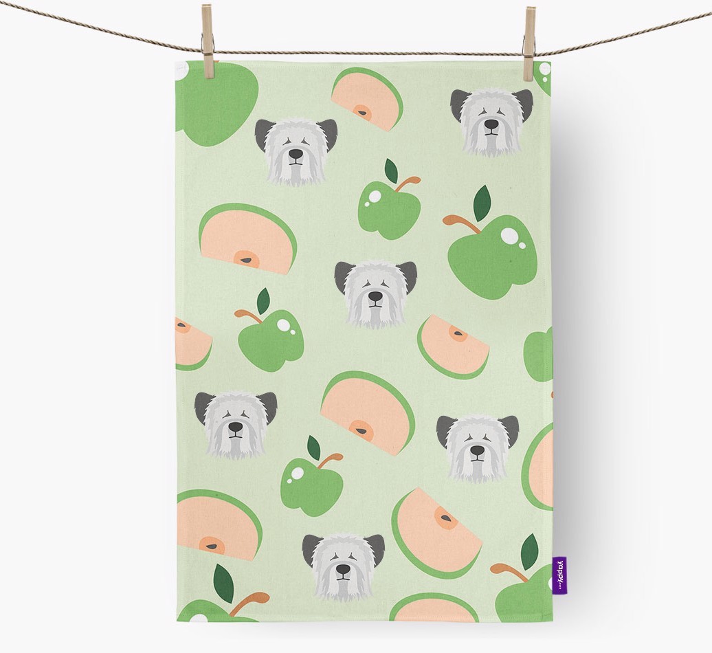'Fruit Pattern' - Personalised {breedFullName} Tea Towel