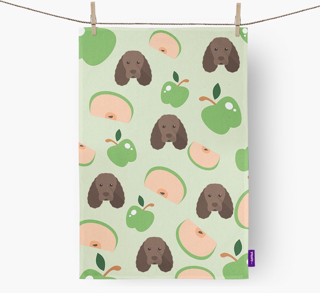 'Fruit Pattern' - Personalised {breedFullName} Tea Towel