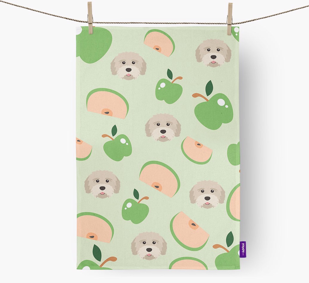 'Fruit Pattern' - Personalised {breedFullName} Tea Towel