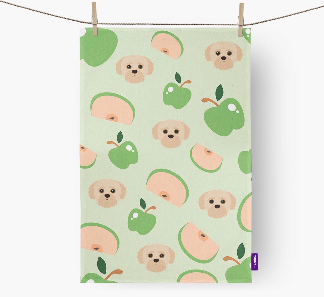 'Fruit Pattern' - Personalised {breedFullName} Tea Towel