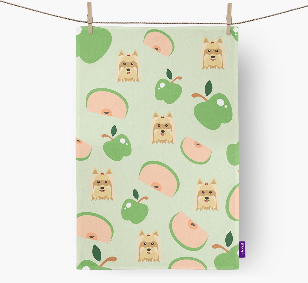 'Fruit Pattern' - Personalised {breedFullName} Tea Towel