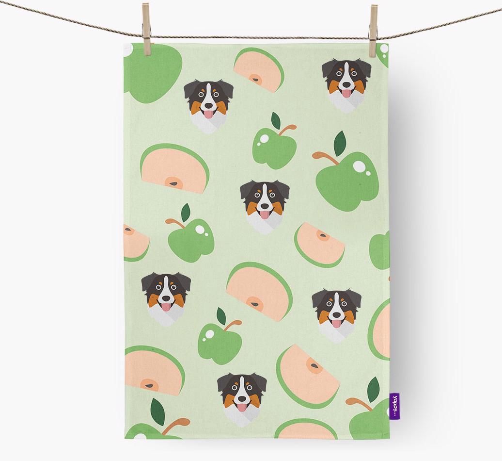 'Fruit Pattern' - Personalized {breedFullName} Tea Towel