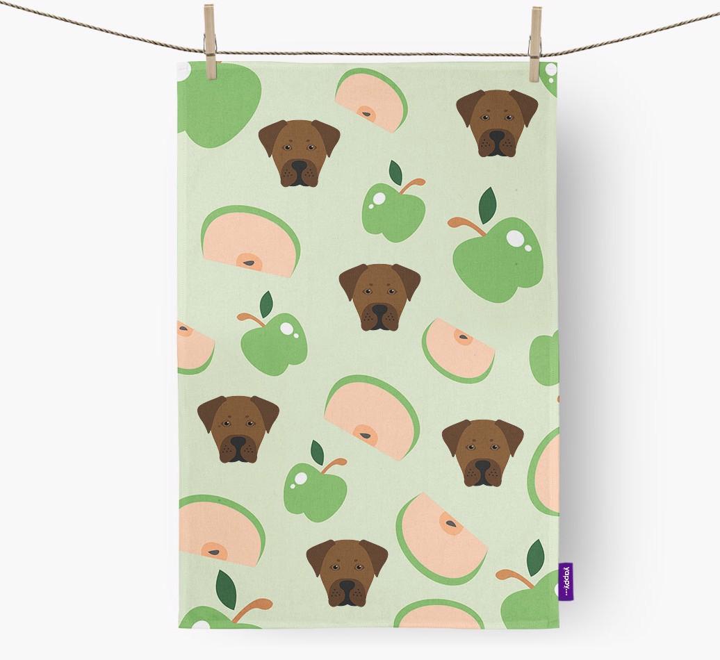 'Fruit Pattern' - Personalized {breedFullName} Tea Towel