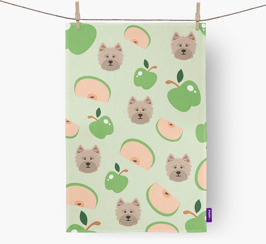 'Fruit Pattern' - Personalized {breedFullName} Tea Towel