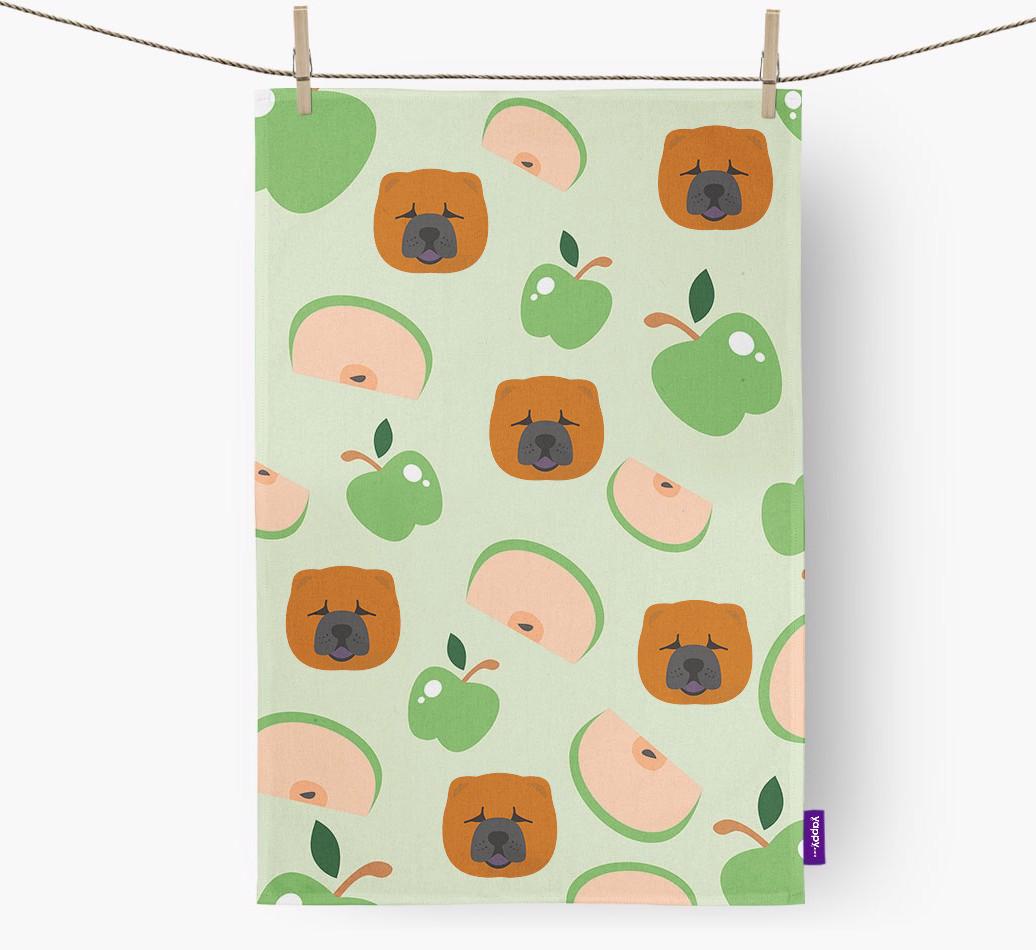'Fruit Pattern' - Personalized {breedFullName} Tea Towel