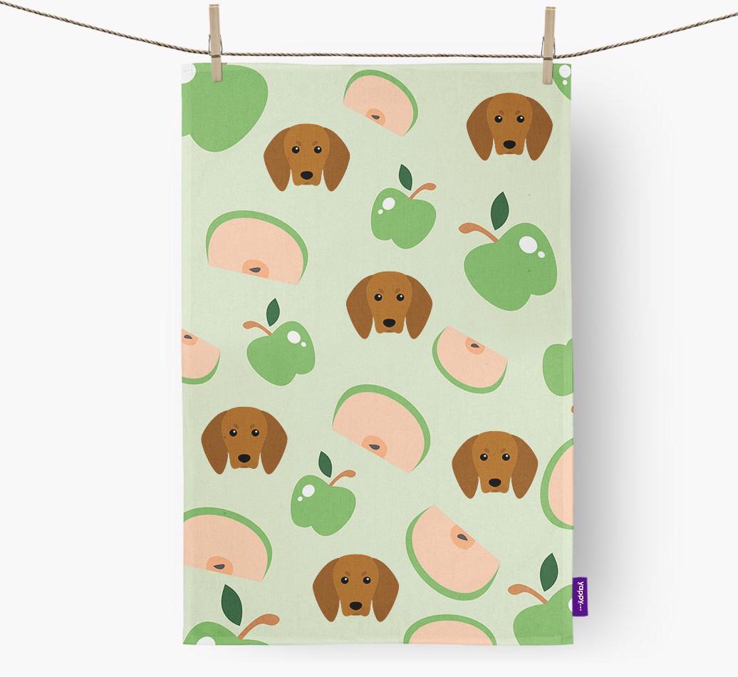 'Fruit Pattern' - Personalized {breedFullName} Tea Towel