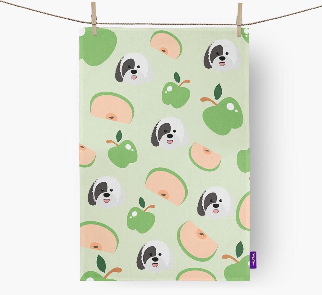 'Fruit Pattern' - Personalized {breedFullName} Tea Towel