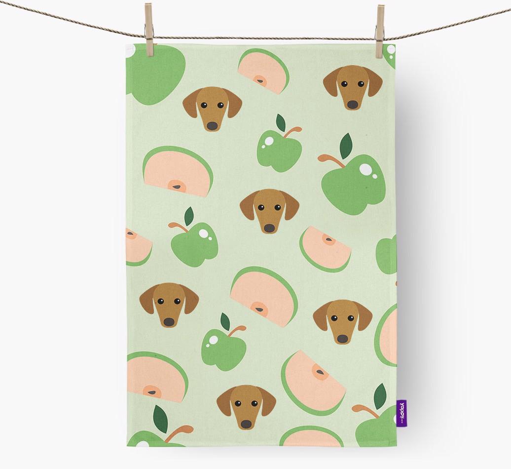 'Fruit Pattern' - Personalized {breedFullName} Tea Towel