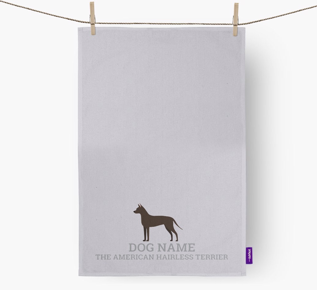Personalised '{dogsName} The {breedFullName}' Tea Towel