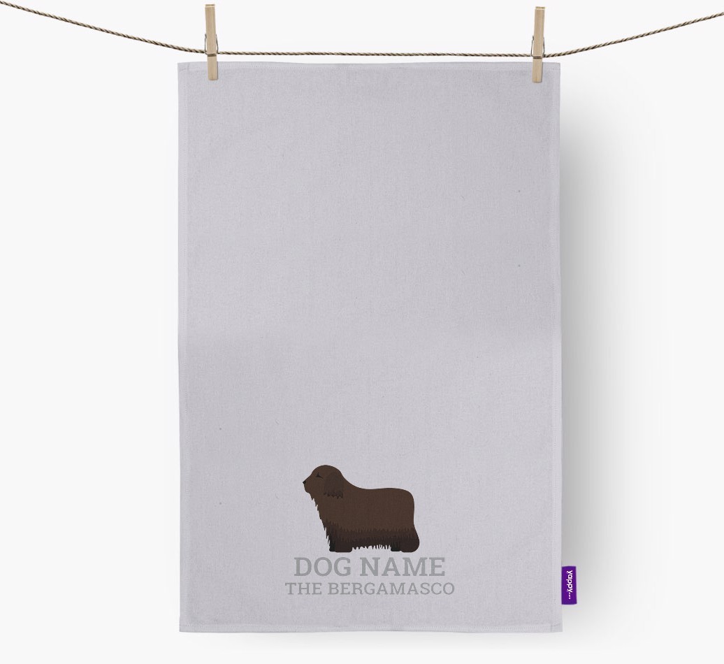 Personalised '{dogsName} The {breedFullName}' Tea Towel