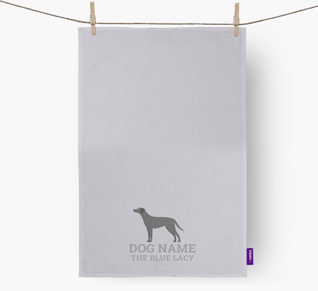 Personalised '{dogsName} The {breedFullName}' Tea Towel