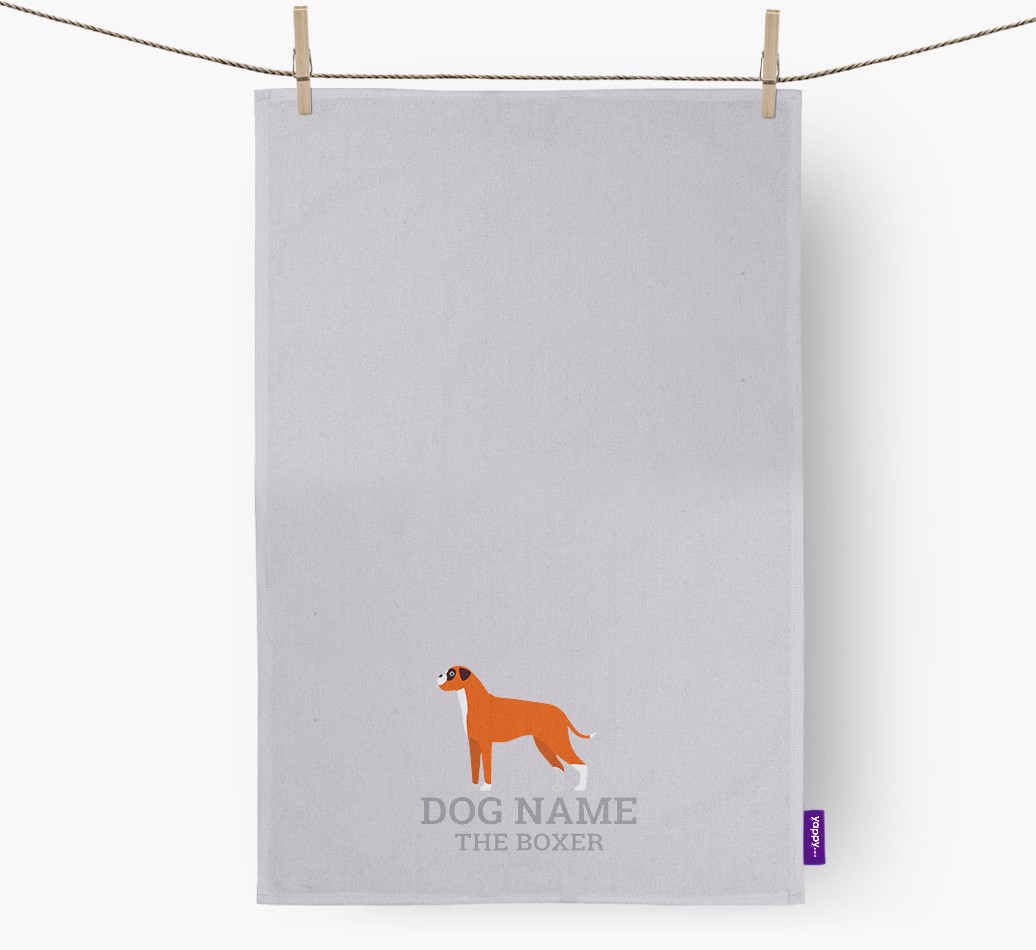 Personalised '{dogsName} The {breedFullName}' Tea Towel