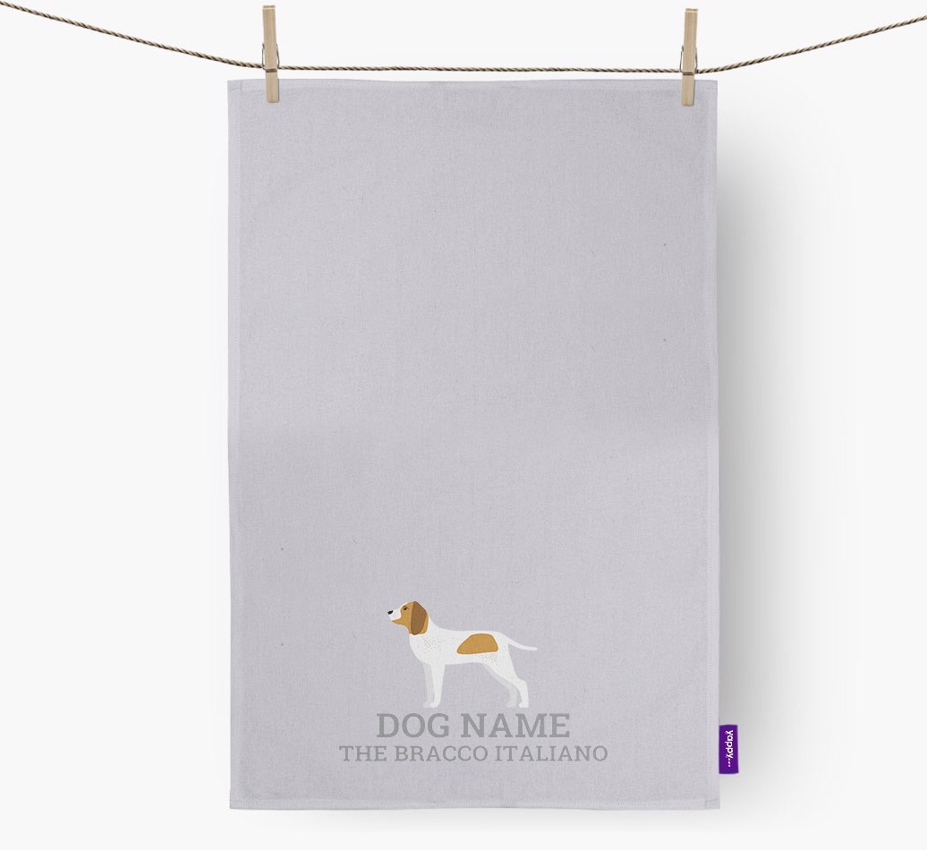 Personalised '{dogsName} The {breedFullName}' Tea Towel