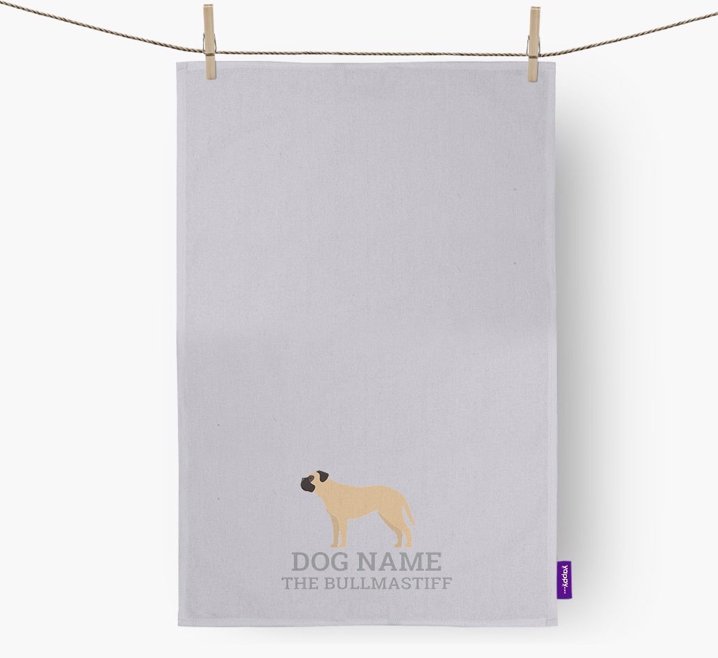Personalised '{dogsName} The {breedFullName}' Tea Towel