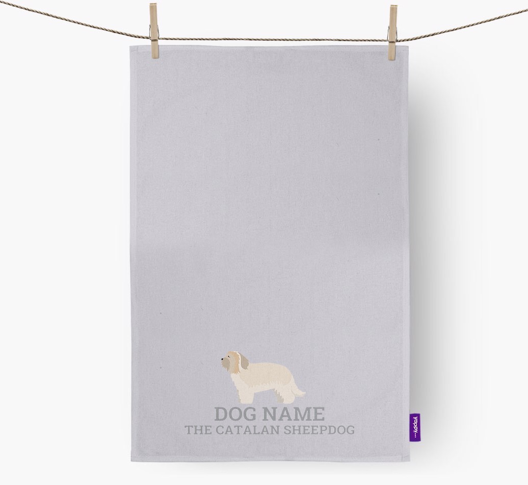 Personalised '{dogsName} The {breedFullName}' Tea Towel
