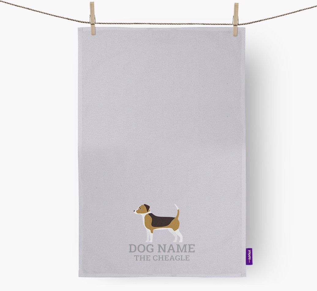 Personalised '{dogsName} The {breedFullName}' Tea Towel