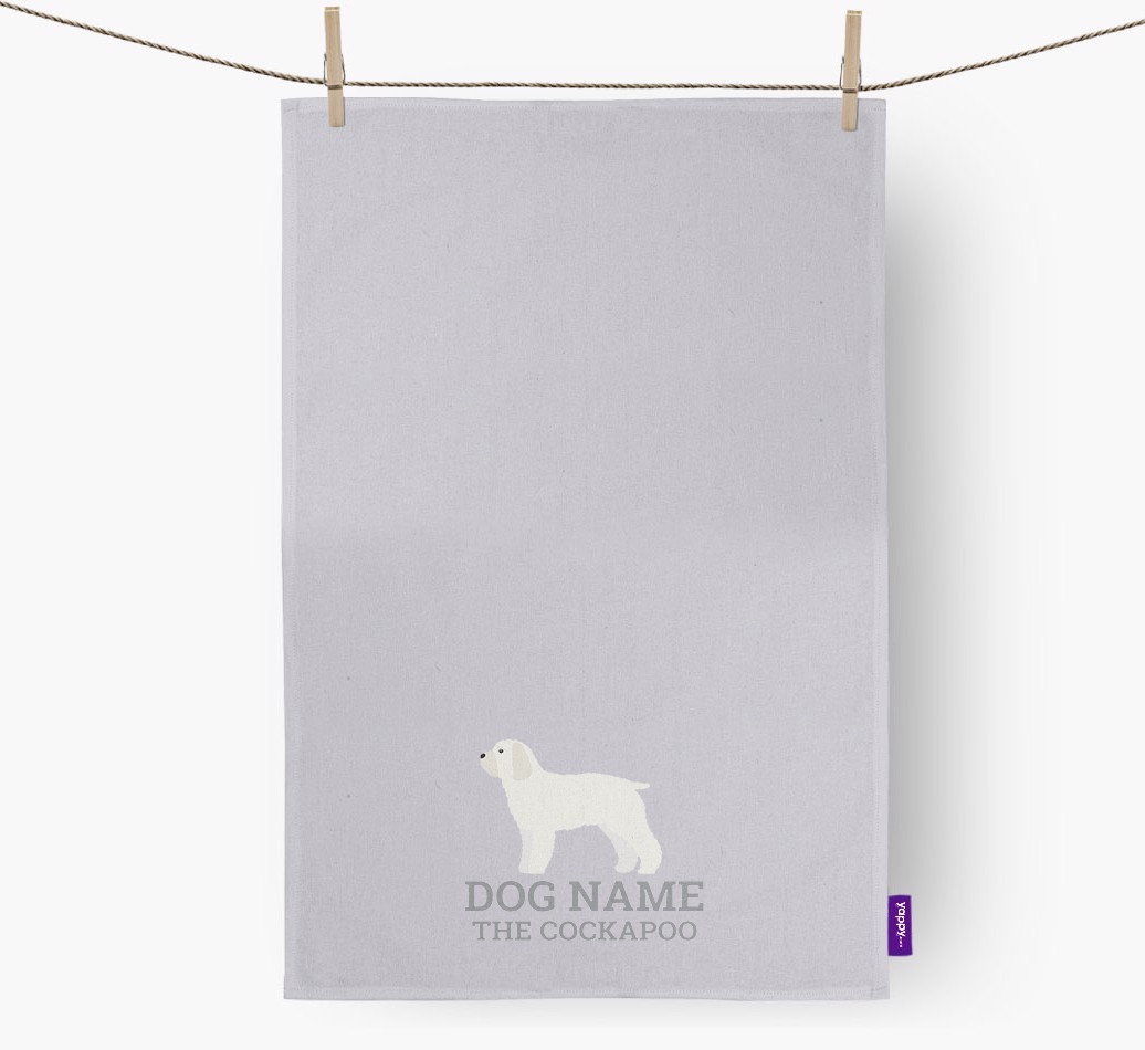 Personalised '{dogsName} The {breedFullName}' Tea Towel
