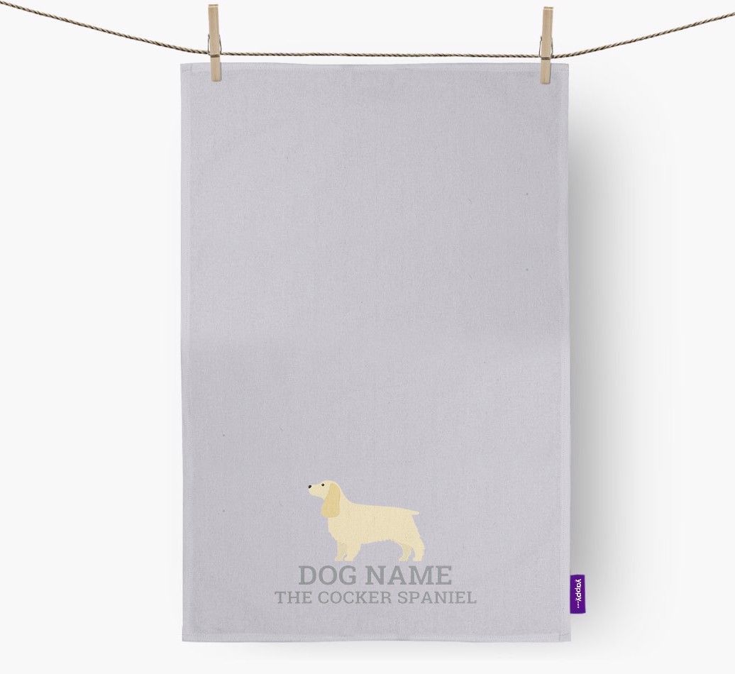 Personalised '{dogsName} The {breedFullName}' Tea Towel