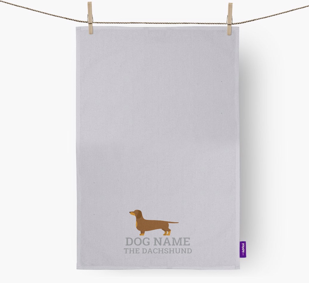 Personalised '{dogsName} The {breedFullName}' Tea Towel