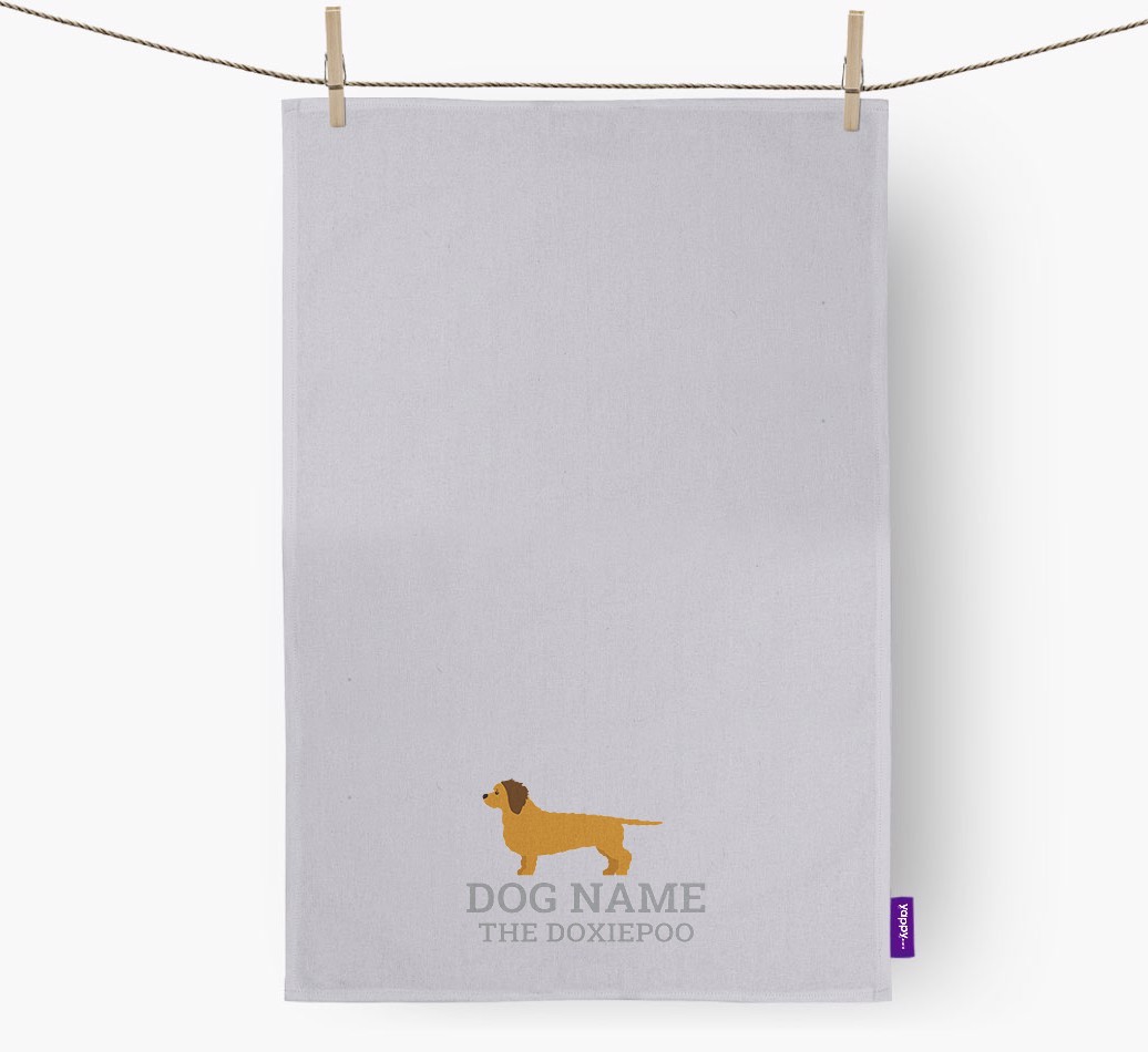 Personalised '{dogsName} The {breedFullName}' Tea Towel