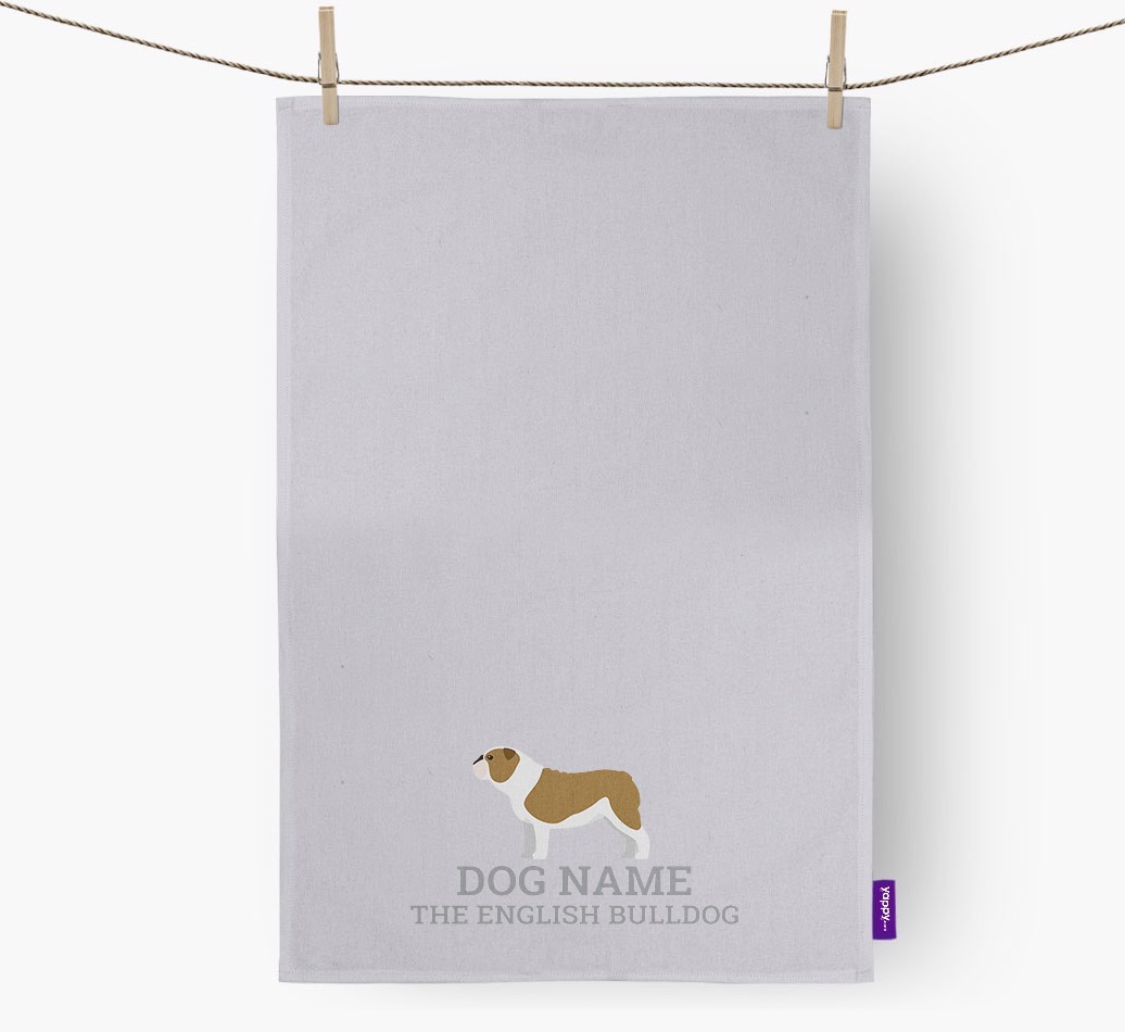 Personalised '{dogsName} The {breedFullName}' Tea Towel