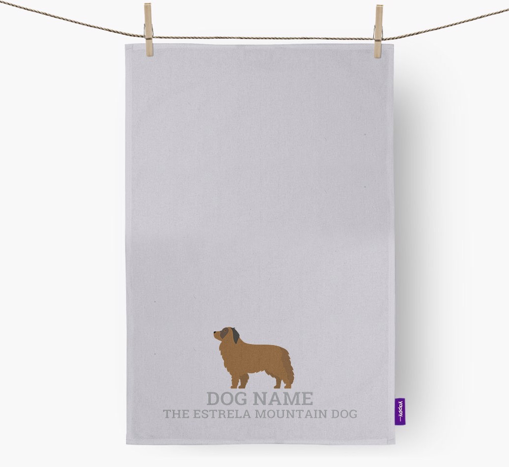 Personalised '{dogsName} The {breedFullName}' Tea Towel