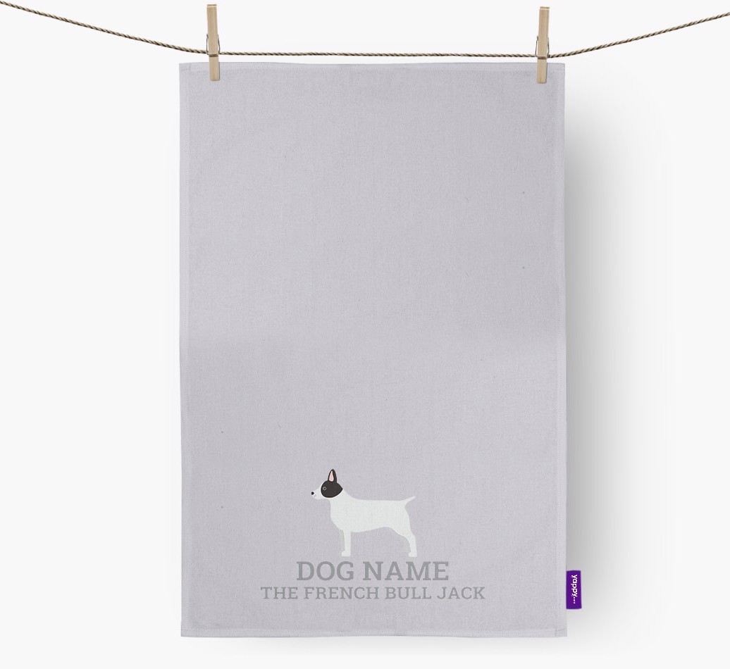 Personalised '{dogsName} The {breedFullName}' Tea Towel