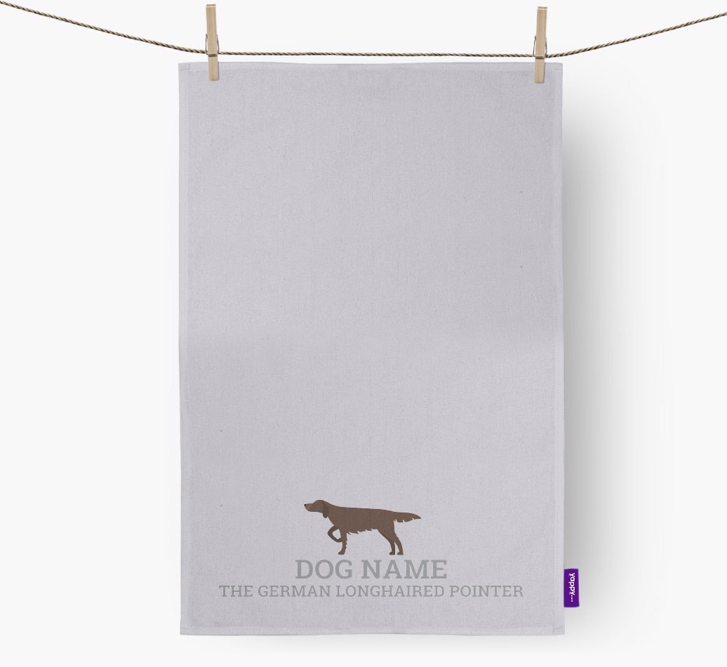 Personalised '{dogsName} The {breedFullName}' Tea Towel