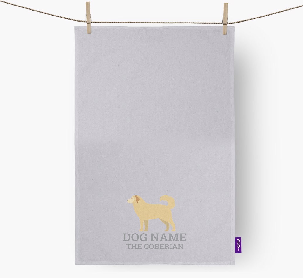 Personalised '{dogsName} The {breedFullName}' Tea Towel