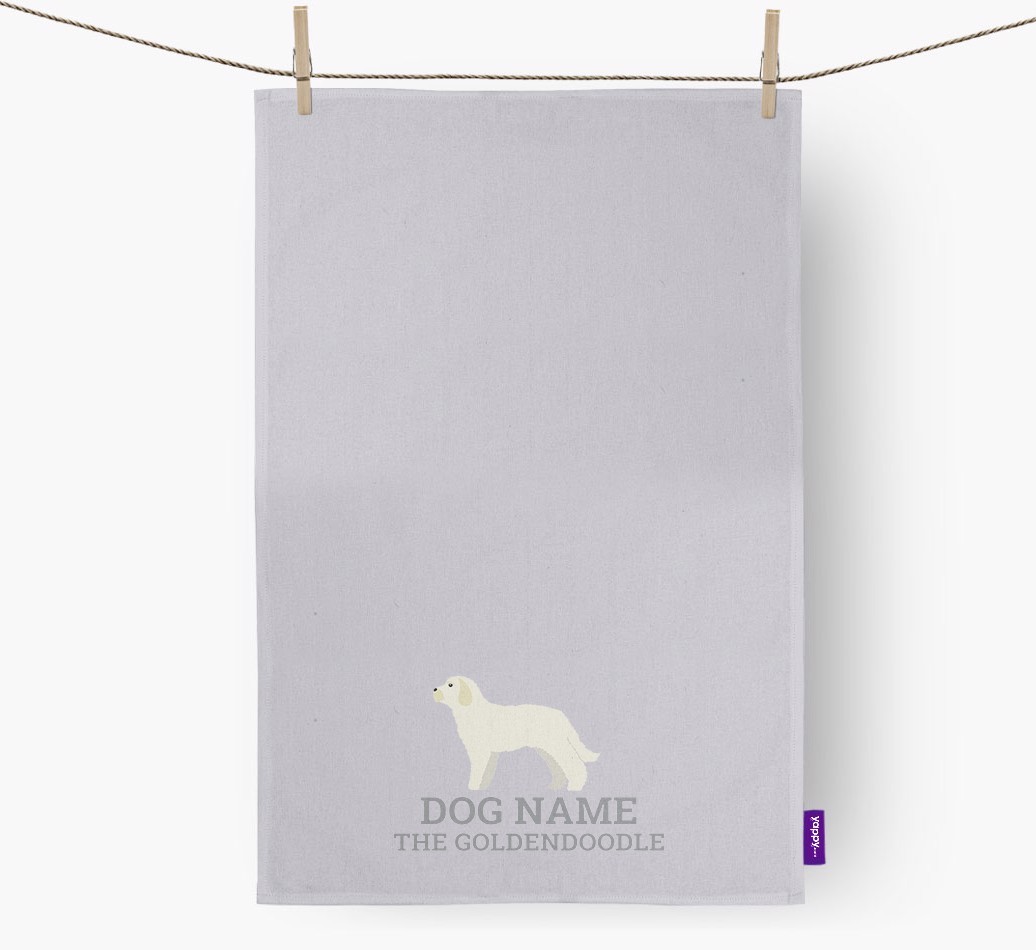 Personalised '{dogsName} The {breedFullName}' Tea Towel