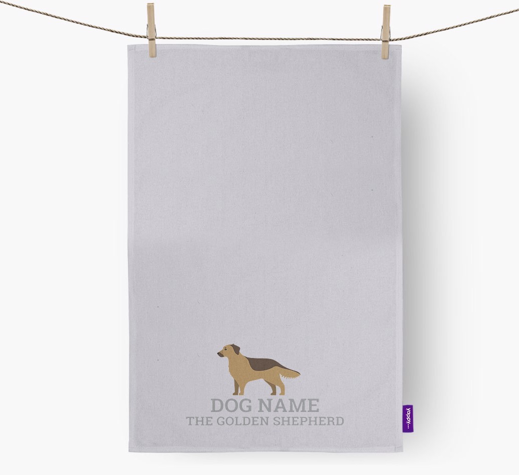 Personalised '{dogsName} The {breedFullName}' Tea Towel