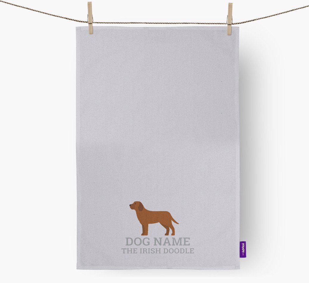 Personalised '{dogsName} The {breedFullName}' Tea Towel