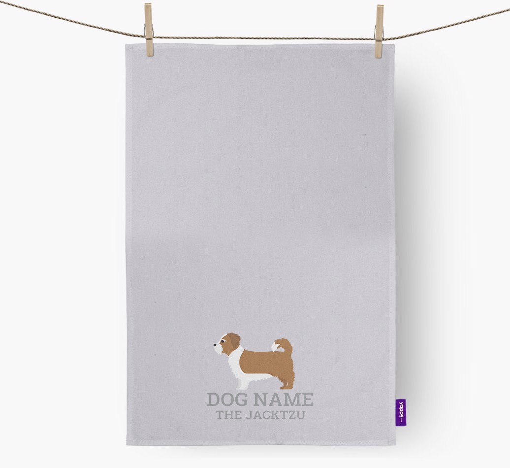 Personalised '{dogsName} The {breedFullName}' Tea Towel