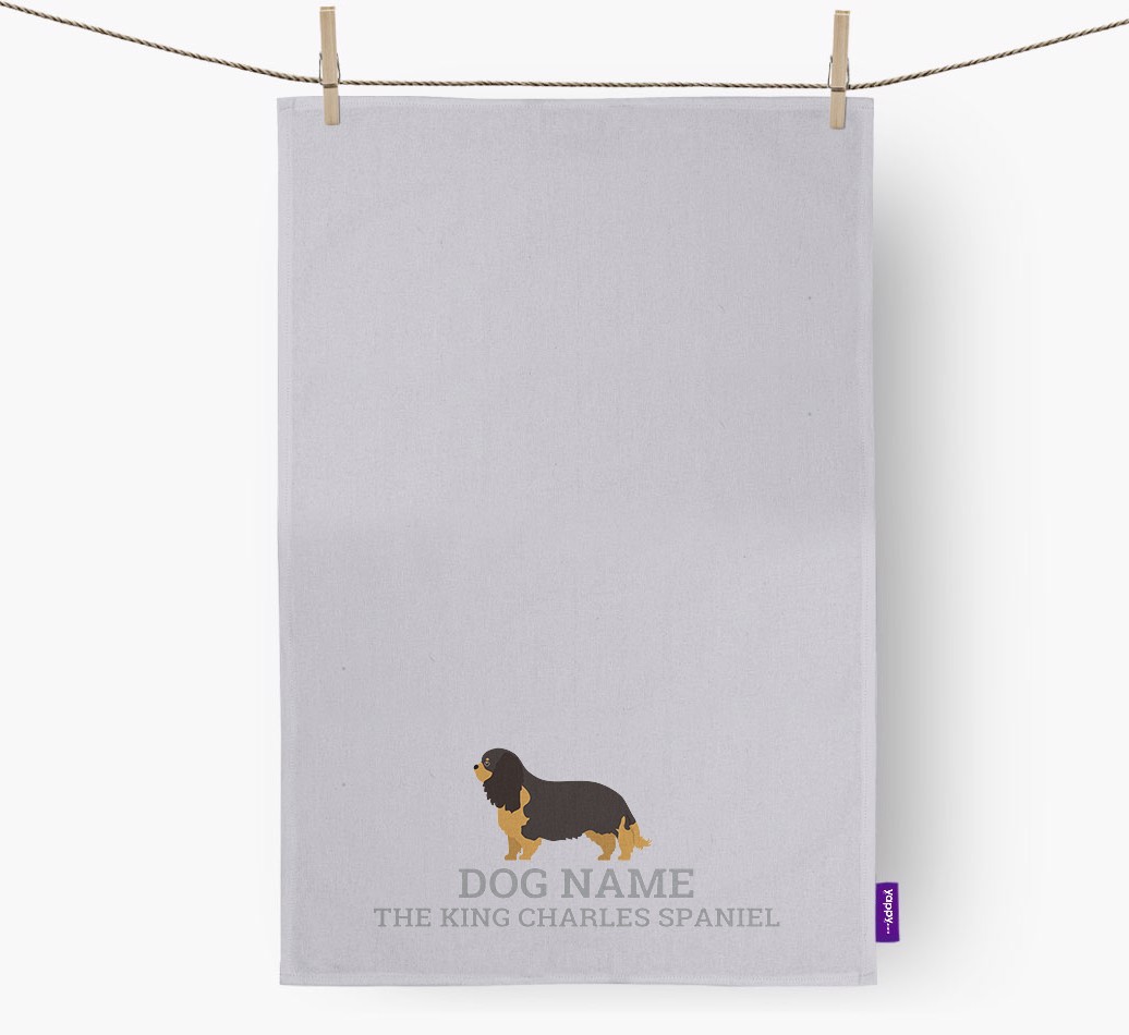Personalised '{dogsName} The {breedFullName}' Tea Towel