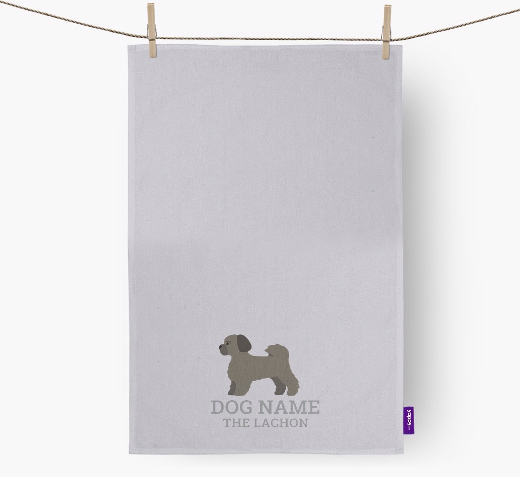 Personalised '{dogsName} The {breedFullName}' Tea Towel