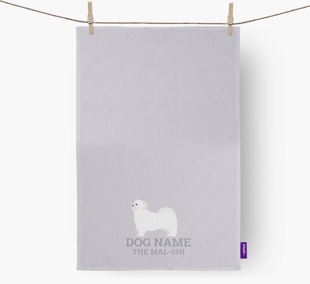 Personalised '{dogsName} The {breedFullName}' Tea Towel