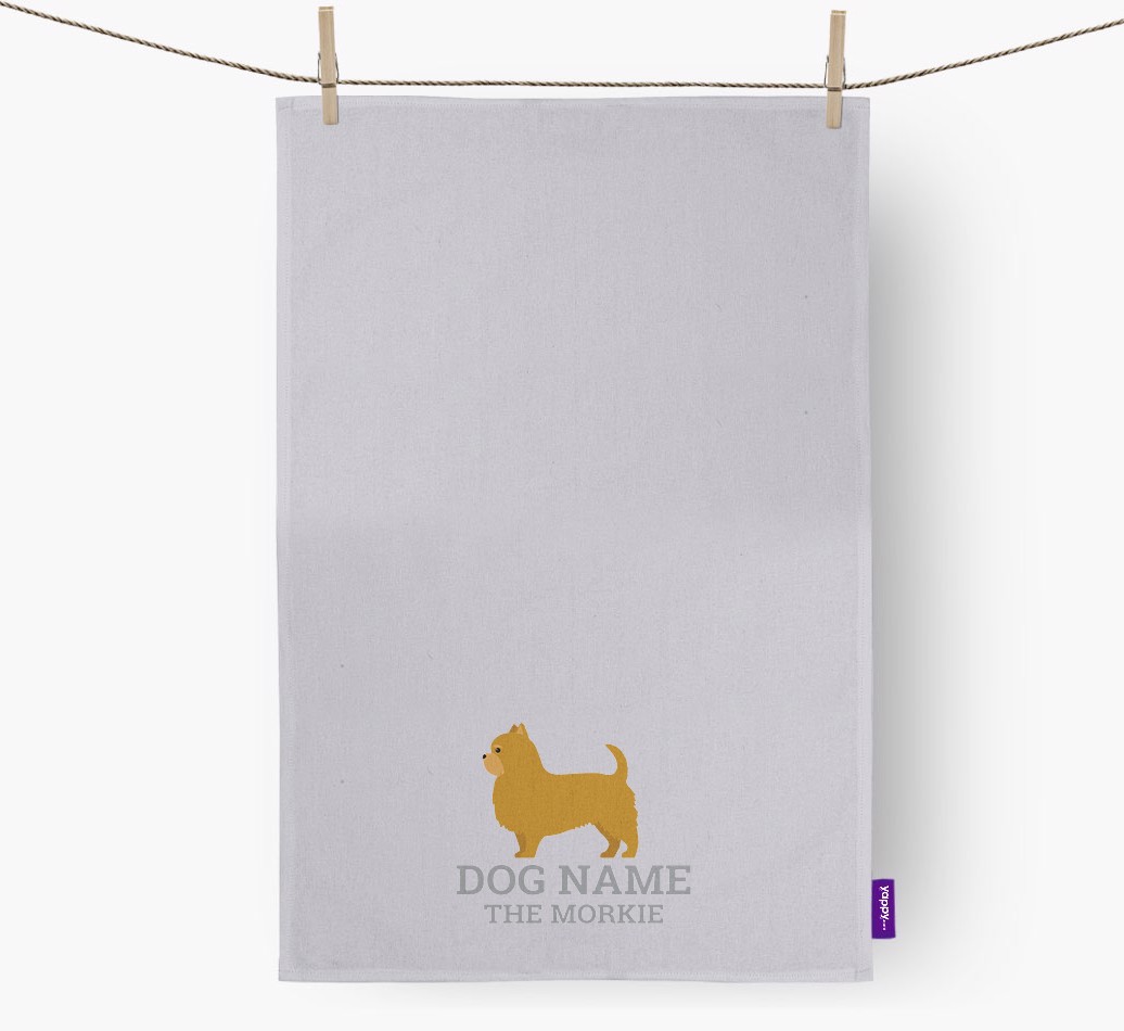 Personalised '{dogsName} The {breedFullName}' Tea Towel