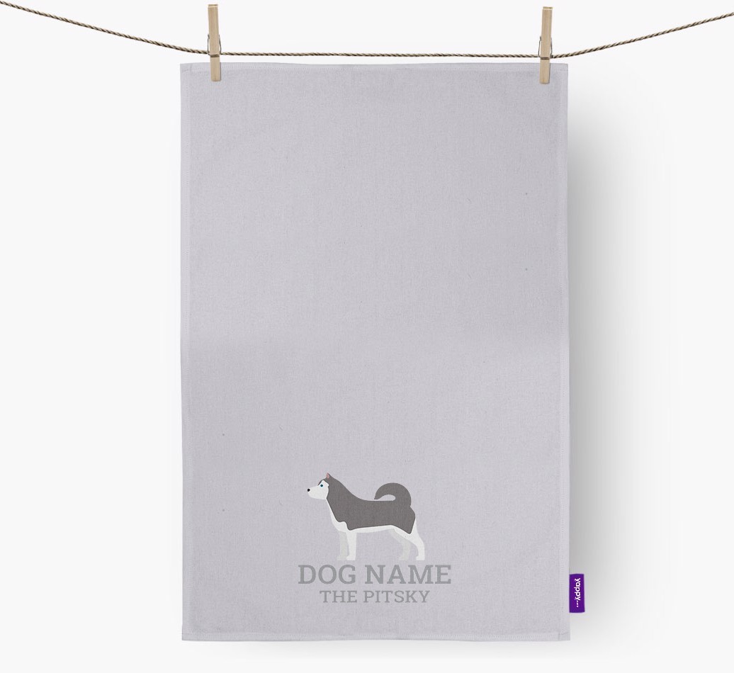 Personalised '{dogsName} The {breedFullName}' Tea Towel