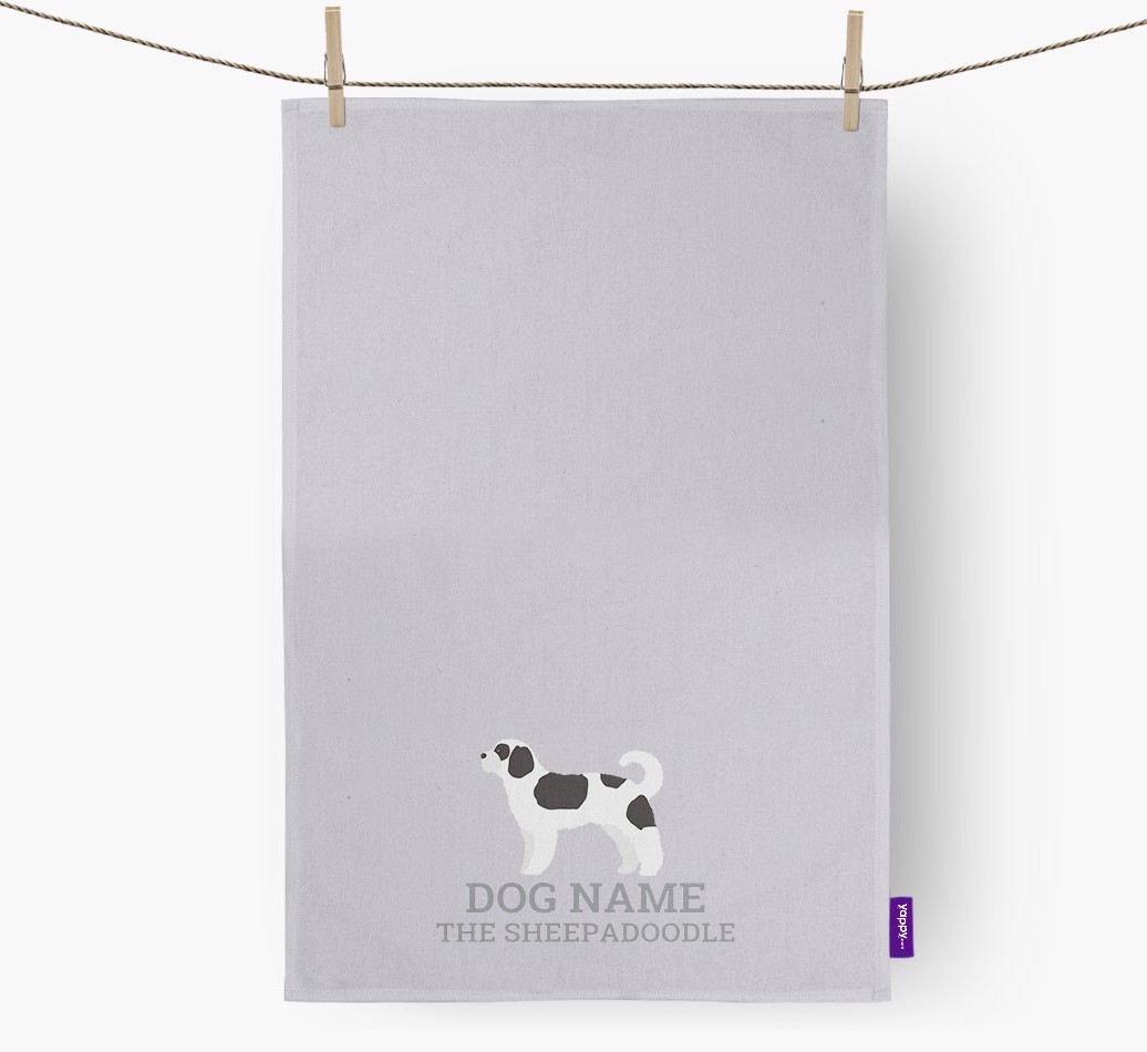 Personalised '{dogsName} The {breedFullName}' Tea Towel