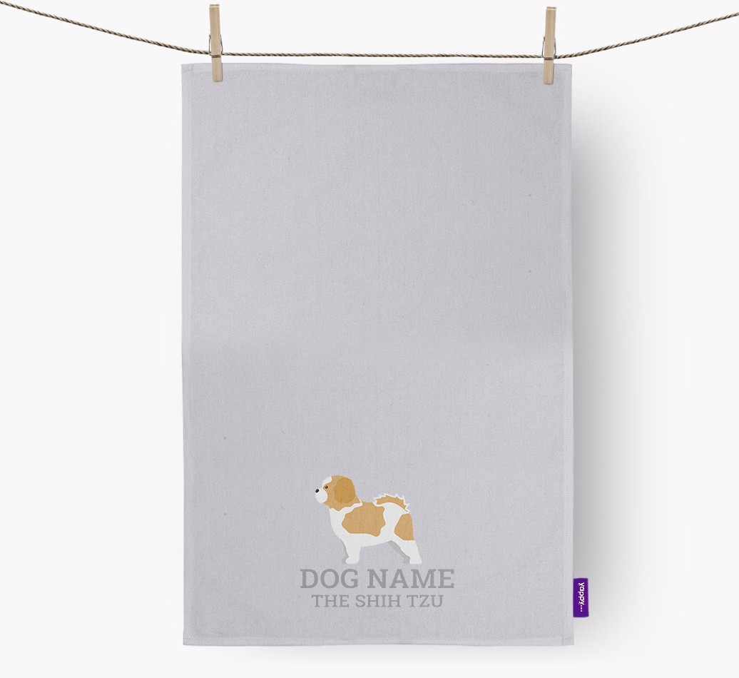 Personalised '{dogsName} The {breedFullName}' Tea Towel