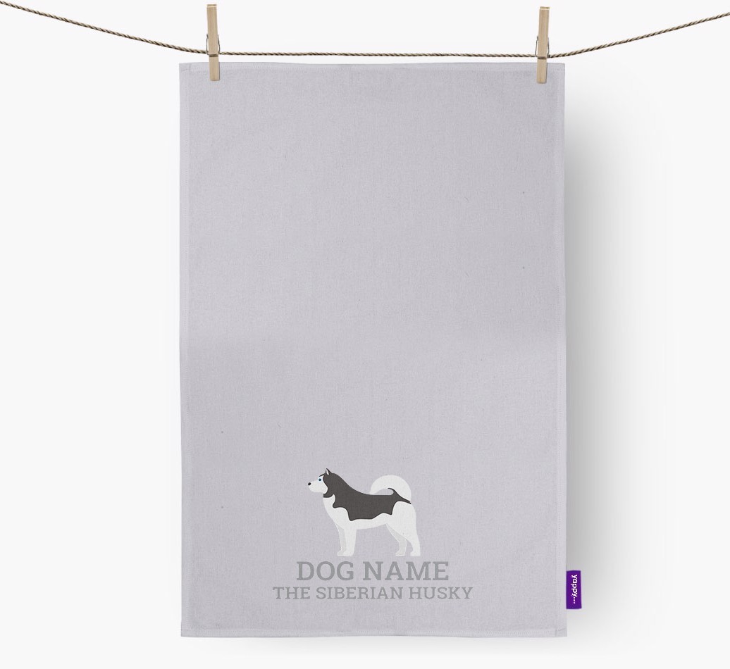 Personalised '{dogsName} The {breedFullName}' Tea Towel