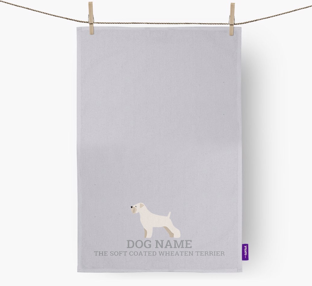 Personalised '{dogsName} The {breedFullName}' Tea Towel