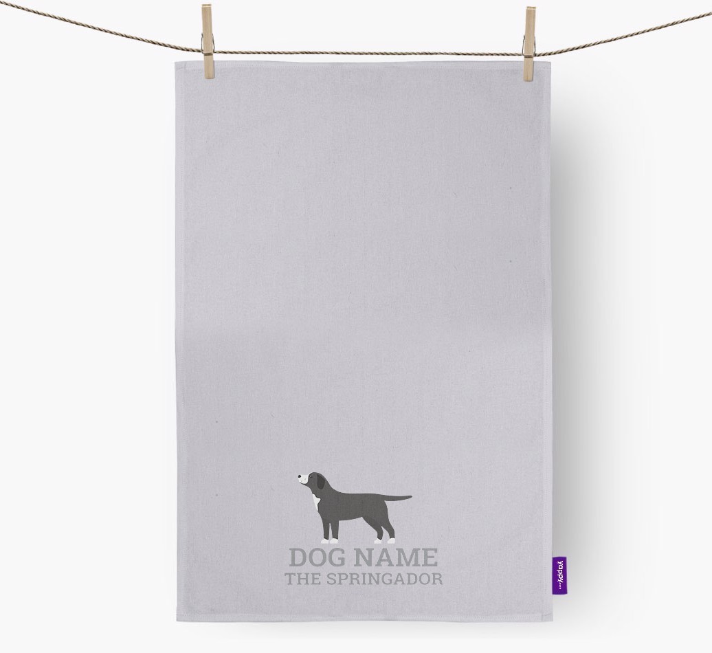 Personalised '{dogsName} The {breedFullName}' Tea Towel