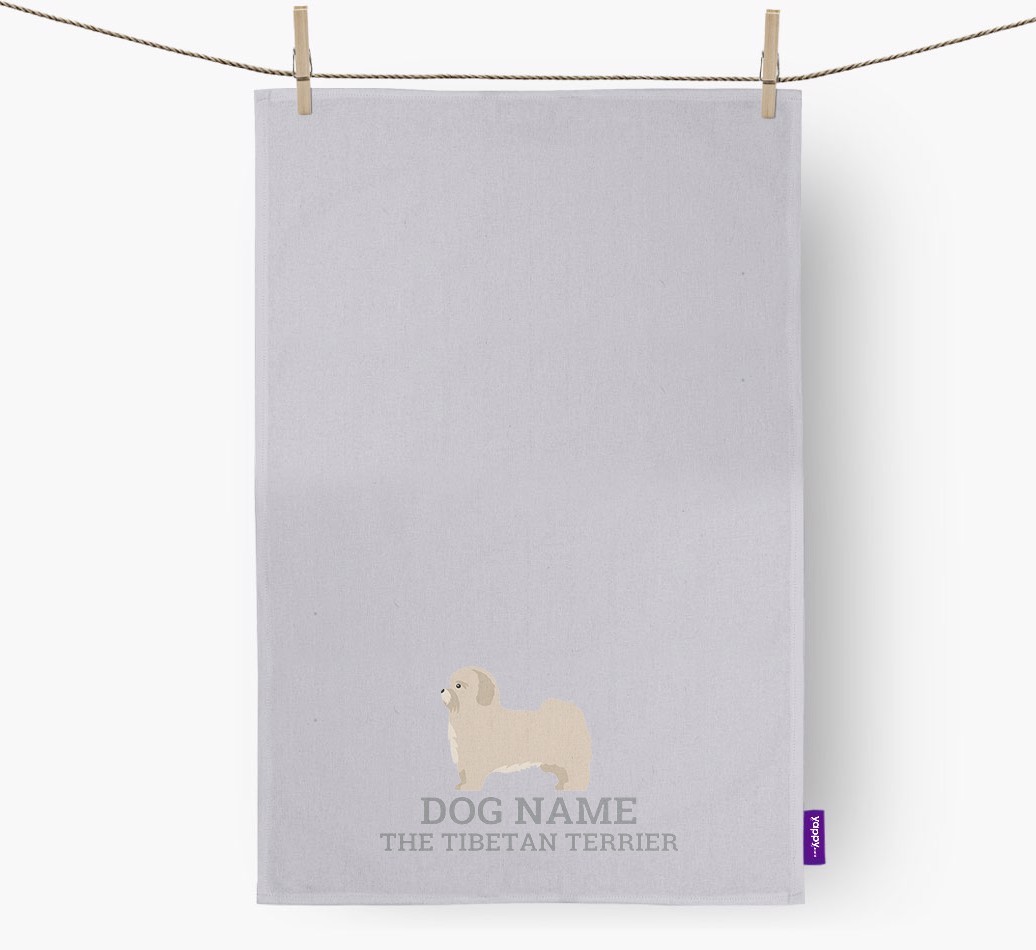 Personalised '{dogsName} The {breedFullName}' Tea Towel