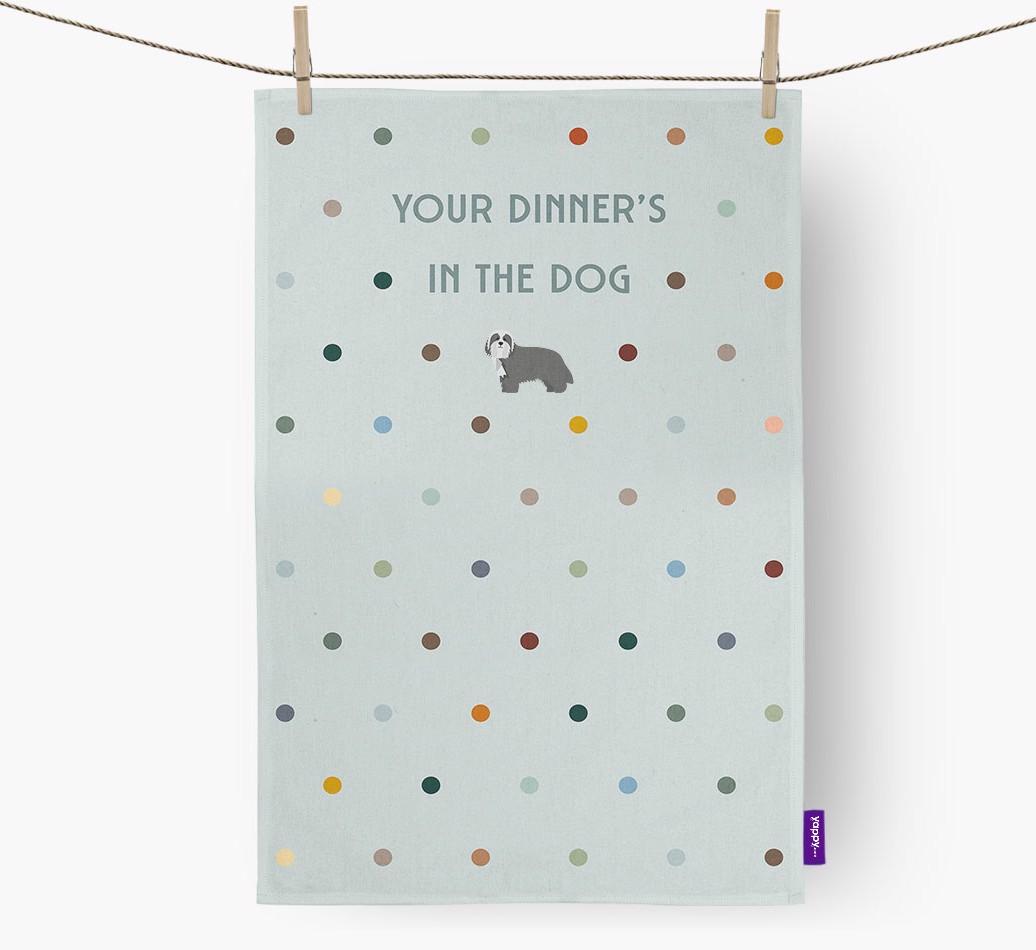 ‘Your Dinner's in The Dog’ - Dish Towel with {breedFullName} Icon