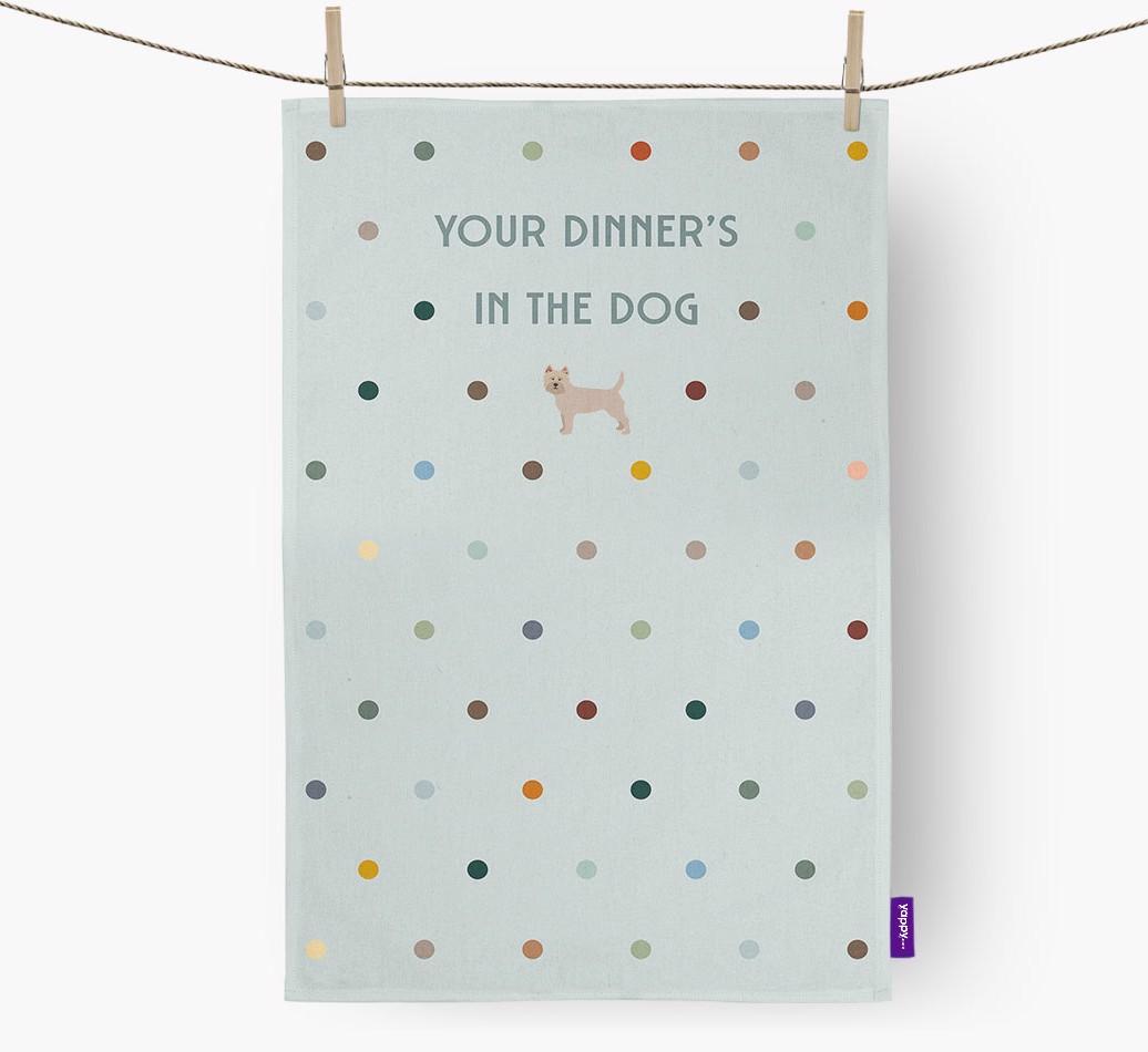 ‘Your Dinner's in The Dog’ - Dish Towel with {breedFullName} Icon